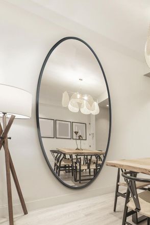 MirrorOutlet Black Metal Framed Oval Wall Mirror 79 X 44 (200 x 112CM) | Size: 1 Pack