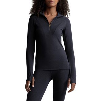 Varley Always Warm Base Layer Half Zip Top in Black Marl at Nordstrom Rack, Size Large