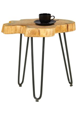 Landscape Beistelltisch, Schwarz, Akaziefarben, Holz, Metall, Akazie, vollmassiv, Holz, Freiform, Haarnadel, 40x45x40 cm, Wohnzimmer, Wohnzimmertische, Beistell