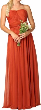 EVA Convertible Long Bridesmaids Dress In Rust