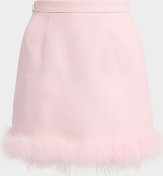 Valentino Garavani Feather-Trim Crepe Couture Mini Skirt