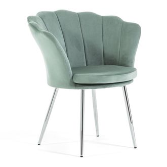 Siediti Fuori e Dentro Sill&oacute;n concha terciopelo verde patas plata