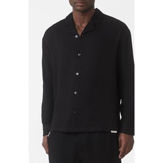 Mauvais Fiorano Long Sleeve Relaxed Fit Shirt in Black at Nordstrom, Size X-Large