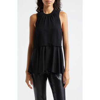 Cinq &agrave; Sept Tess Mixed Media Layered Top in Black at Nordstrom Rack, Size X-Large