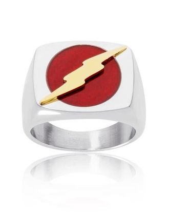 DC Comics Stainless Steel Justice League Superhero Logo Ring Jewelry, The Flash, Size 10 in Silver, Red at Nordstrom