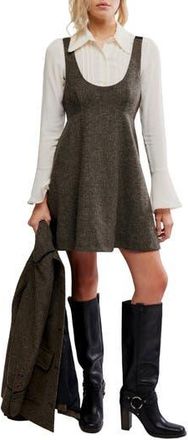 Free People Cyd Empire Waist Minidress in Espresso Combo at Nordstrom Rack, Size Medium