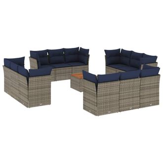 vidaXL Vidaxl - Set Divani Da Giardino 13 Pz Con Cuscini Grigio In Polyrattan