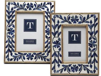 Two's Company Set Of 2 Bone Inlay Photo Frames