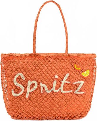 America & Beyond Spritz Mesh Beach Bag In Orange