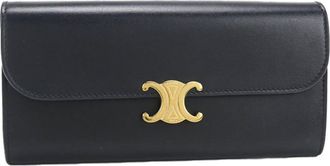 Celine Black Leather Long Wallet (Bi-Fold) (Pre-Owned)