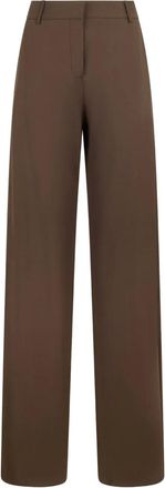 Malo belt-loops trousers - women - Polyester/Virgin Wool - 46 - Brown