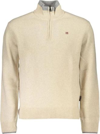 Napapijri Beige Half Zip Gebreide Trui - Heren - Coltruien - Beige - 2XL - Truien & Vesten