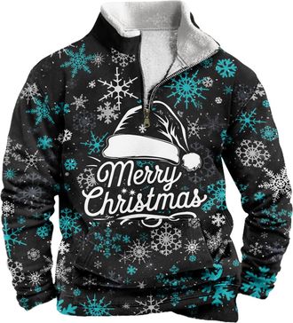 Generic Christmas Sweatshirts for Men, Festive Holiday Pullovers with Merry Christmas Prints, Cozy Winter Tops (UK, Alpha, XXL, Regular, Regular, Christmas 09