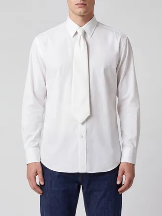 Brunello Cucinelli Camicia slim fit in misto cotone con ricamo
