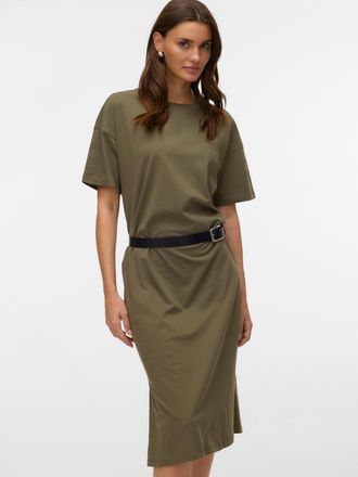 Vero Moda Shirtkleid VERO MODA VMMOLLY SS OVERSIZE CALF DRESS NOOS, Damen, Gr. XS, N-Gr, kalamata, Single Jersey, Obermaterial: 100% Baumwolle, unifarben, regul