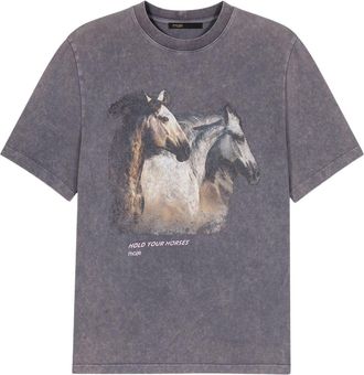 Maje Horse print T-shirt in Grey at Nordstrom, Size X-Small