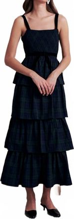 Saylor Noel Holiday Plaid Midi Dress In Green