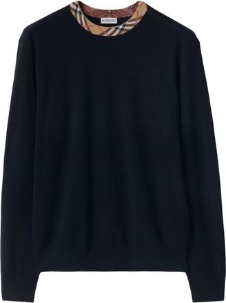 Burberry Check Trim Wool Sweater Clothing