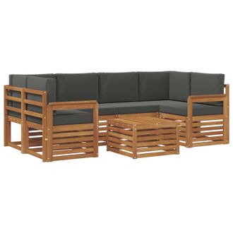 vidaXL Conjunto De Sof&aacute;s De Exterior 7 Pcs Natural Y Antracita Vidaxl