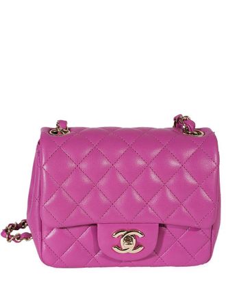 Chanel Purple Quilted Lambskin Mini Square Classic Flap Bag (Authentic Pre- Loved)