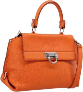Ferragamo Pre-owned Hand Bag - Dames - Vintage Handtas - Oranje - ONE Size - Leer - Vintage