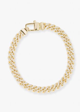 Melinda Maria Womens Pave Julian Cuban Chain Bracelet - 6.8Mm In Gold/white