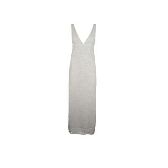 Michael Kors Maxi jurk met geborduurd bloemenkant - Dames - Maxi kleedjes - Wit - XS - Polyester - Kleedjes