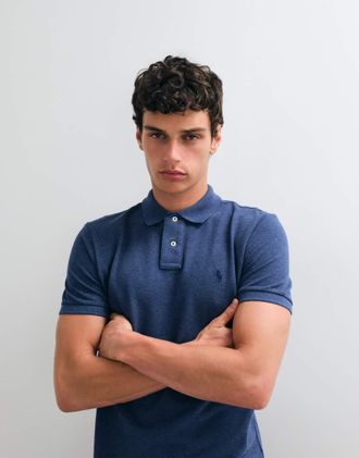 Polo Ralph Lauren Icon - Polo slim fit in piqu&eacute; blu scuro con logo personalizzato