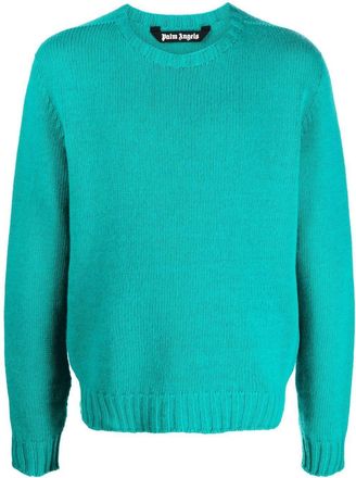 Palm Angels logo-intarsia jumper - men - Polyamide/Wool - M - Blue
