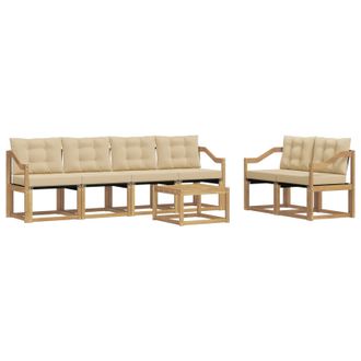 vidaXL Conjunto De Sof&aacute;s De Exterior Con Coj&iacute;n 7 Pcs Y Beige Vidaxl