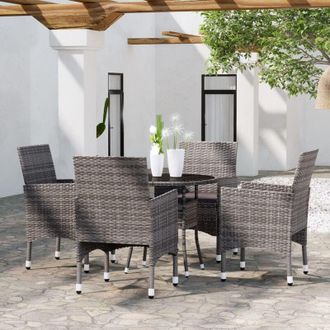 vidaXL Set da Pranzo per Giardino 5 pz in Polyrattan Grigio - Vidaxl