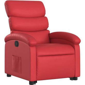 vidaXL Sill&oacute;n Reclinable Elevable Cuero Artificial Rojo Vidaxl