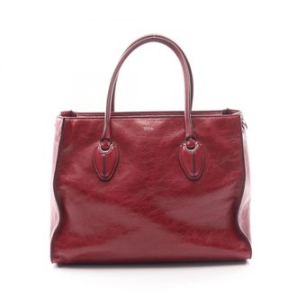 Tod's Bordeaux Leather Handbag Tote Bag (Pre-Owned)