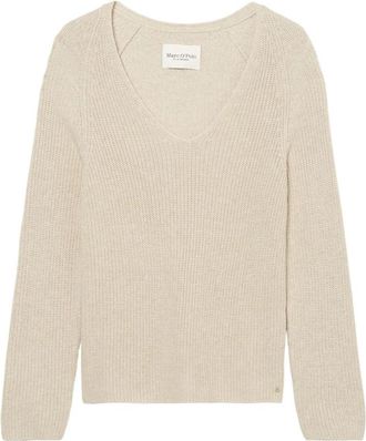 Marc O'Polo V-hals Truien - Dames - V-hals truien - Beige - M - Katoen - Truien & Vesten