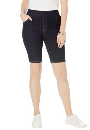 Jessica London Comfort Waist Stretch Denim Bermuda Short in Indigo at Nordstrom, Size 12