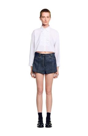 Sandro Denim belt loop shorts in Deep Blue at Nordstrom, Size 42 Eu