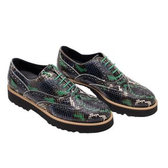 Hogan Snakeskin Platform Oxford Shoe - Black