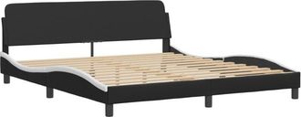 vidaXL Bed Frame Dover Black and White 180x200 cm Super King Faux Leather vidaXL