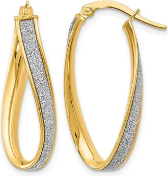 Diamond2Deal 14K Yellow Gold Glimmer Infused Oval Twist Hoop Earrings