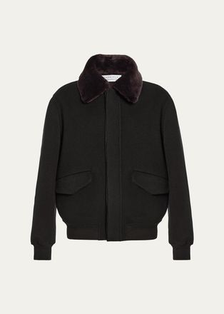 Gabriela Hearst James Faux-Fur Collar Cashmere Bomber Jacket