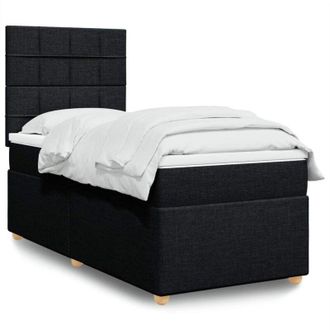 vidaXL Cama Box Spring Con Colch&oacute;n Tela Negro 90x190 Cm Vidaxl
