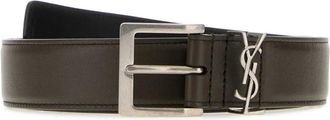 Saint Laurent Brown Dark Solid Buckle Belt