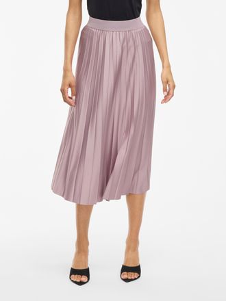 Vila Plisseerock VILA VINITBAN SKIRT - NOOS, Damen, Gr. XXL (44), toadstool, Web, Obermaterial: 96% Polyester, 4% Elasthan, unifarben, regular fit knieumsp
