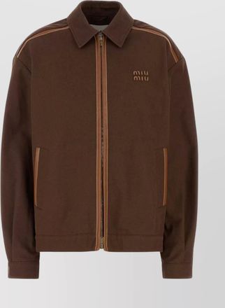 Miu Miu cotton jacket with front pockets and contrast piping