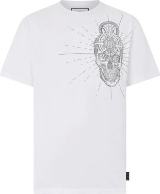Philipp Plein Tops, Heren, Wit, 2Xl, Katoen, Round Neck T-Shirt Skull Stones