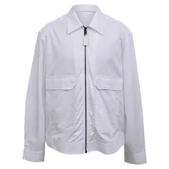 Neil Barrett Lightweight Zip-up Shirt Jacket In White Cotton
