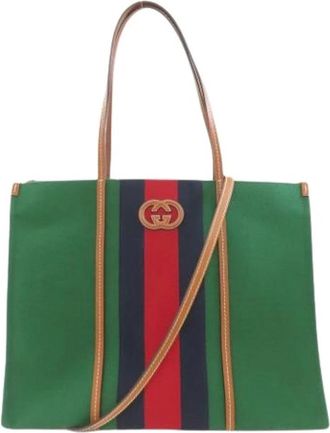 Gucci Pre-owned Vintage Tote Bag - Dames - Vintage Shopper - Groen - ONE Size - Leer - Vintage