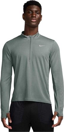 Nike Heren Core hardloopshirt met halve rits en lange mouwen (Groene klei)