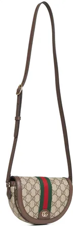 Gucci Womens Small Shoulder Bag Ophidia Beige-Dark Brown Polyurethane Handbags Hand
