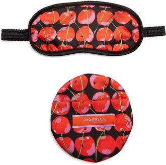 La DoubleJ cherry-print eye mask and case - women - Polyester - One Size - Black